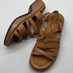 Dansko Lolita Leather Strappy Sandals Women’s US 9.5-10 /40 Tan Chunky Comfort